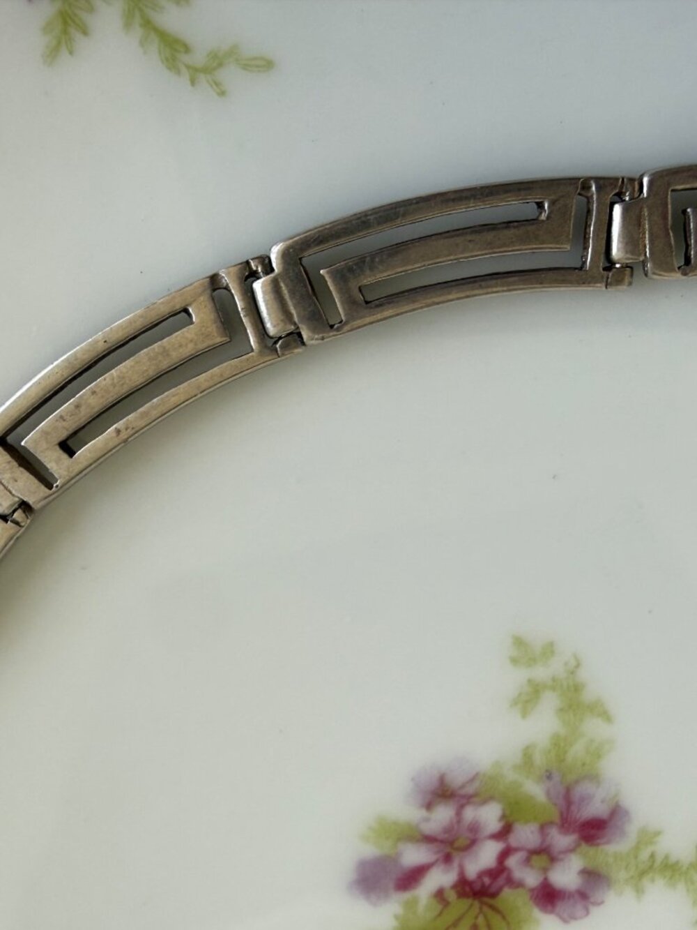 Vintage 70's Sterling 925 Silver Greek Key Graduated Necklace 20.5" long 21 g - Picture 3 of 14